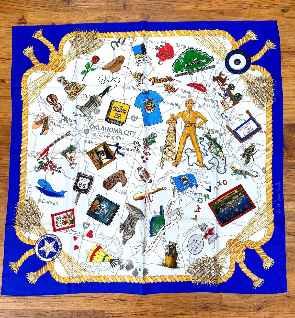 Official STATE OF OKLAHOMA SILK SCARF