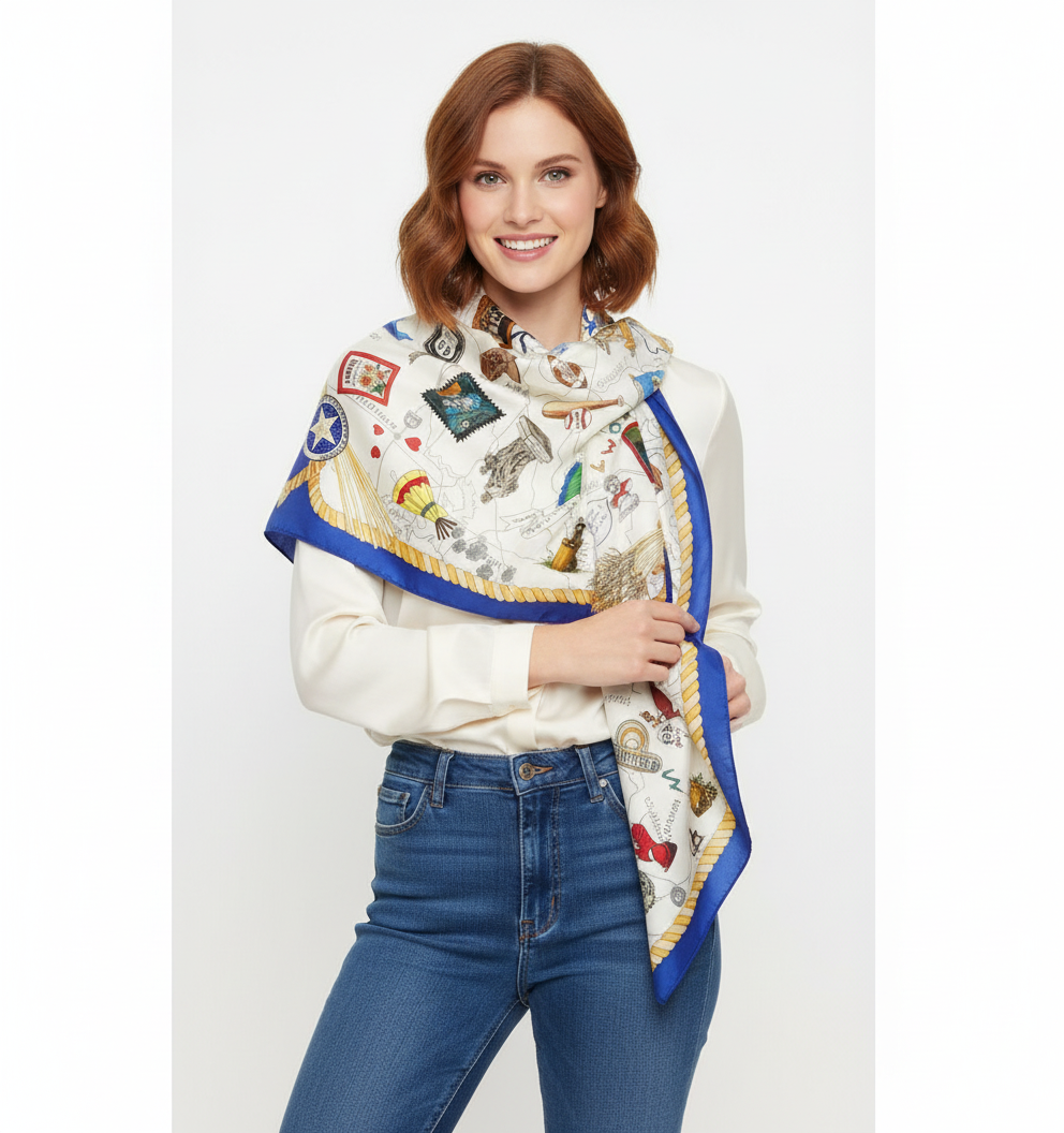 Woman Wearing Oklahoma Souvenir Scarf