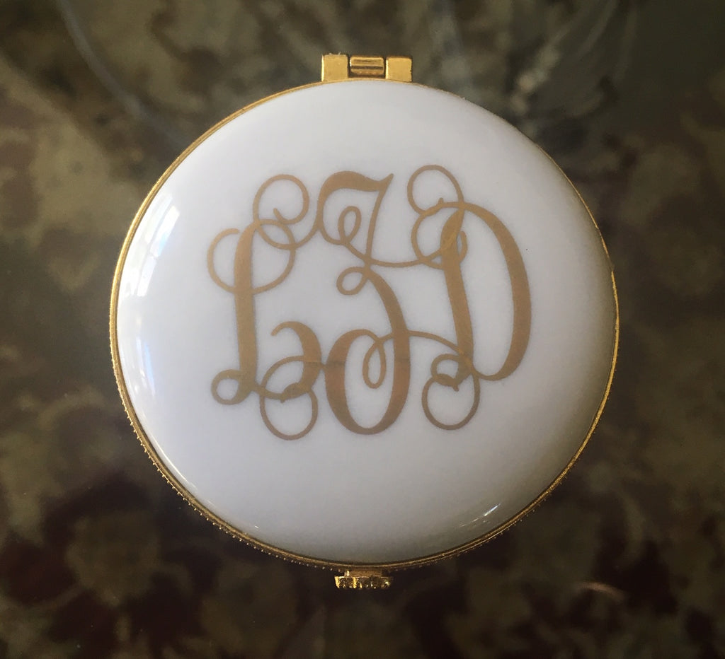 Monogrammed Limoges Style Hinged Box - Ronda Roush Studios