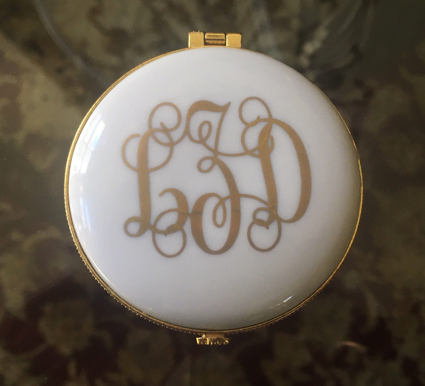 Monogrammed Limoges Style Hinged Box - Ronda Roush Studios